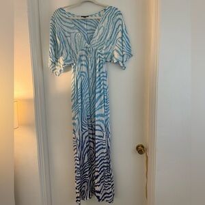 AQUA blue zebra print coverup dress